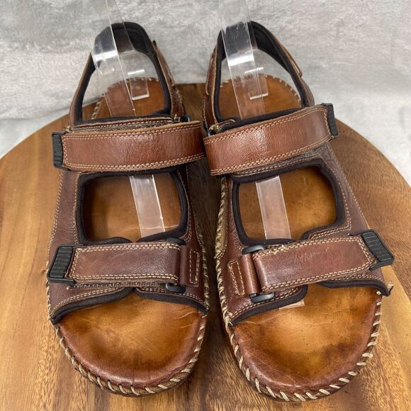 Florsheim Sandals Mens 10 M Brown Leather San Carlos Ankle Strap Open Toe - Picture 6 of 16